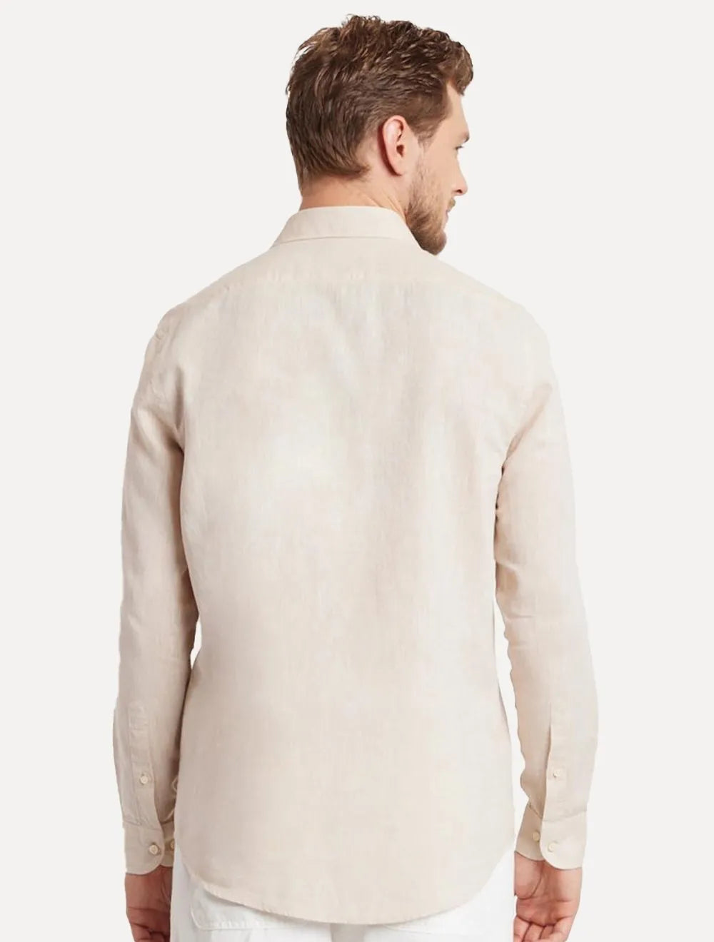 Camisa Aramis Masculina Slim Linho Algodão Areia Mescla
