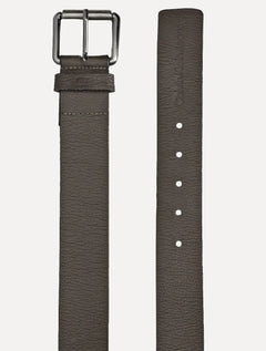 Cinto Calvin Klein Jeans Couro Roller Logo Marrom Café