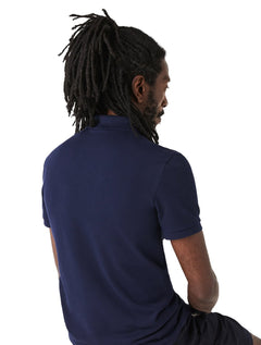 Polo Lacoste Masculina Piquet Slim Fit Stretch Azul Marinho