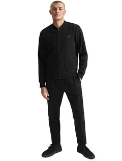 Jaqueta Fred Perry Masculina Knitted Tape Track Preta