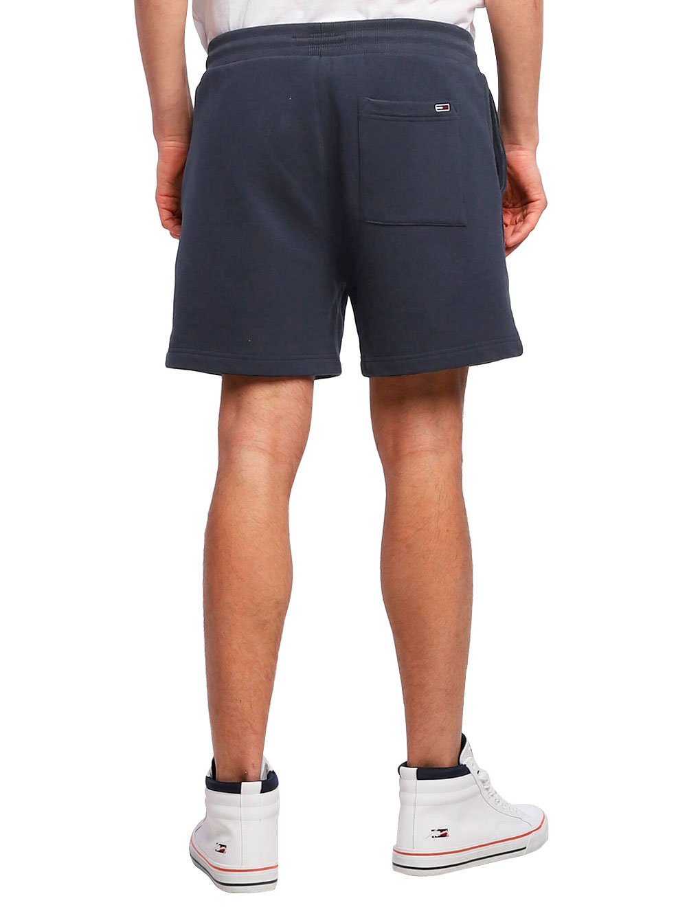 Bermuda Tommy Jeans Masculina Moletom Embroidered Signature Azul Marinho