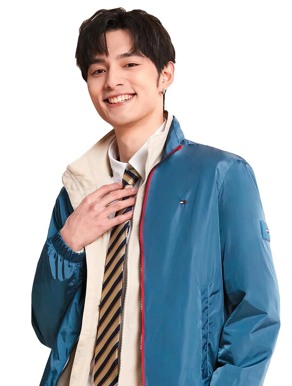 Jaqueta Tommy Hilfiger Masculina Windbreaker Flex Blouson Azul Claro