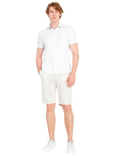Camisa Aramis Masculina Manga Curta Slim Tricoline Stretch Branca