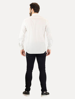 Camisa Dudalina Masculina Slim Tricoline Lisa Stretch Branca