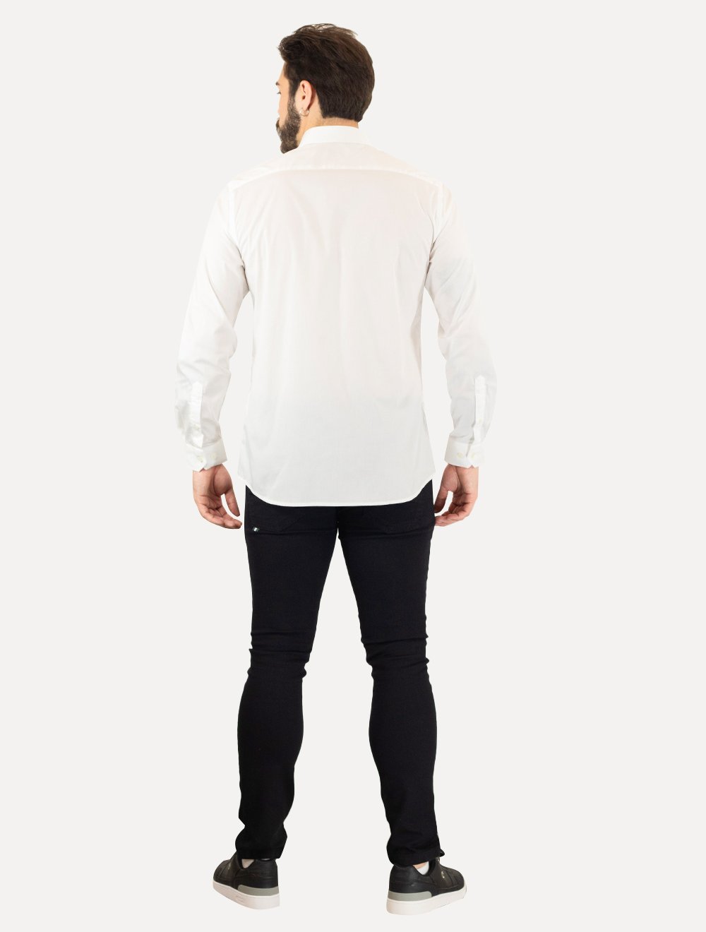 Camisa Dudalina Masculina Slim Tricoline Lisa Stretch Branca
