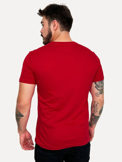 Camiseta Tommy Hilfiger Masculina Columbus H Roundle Logo Vermelho