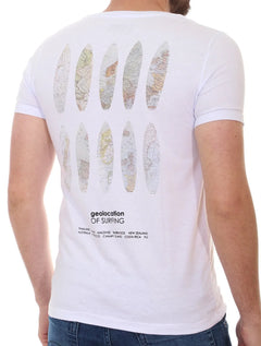 Camiseta Sergio K Masculina Geoloc. Surfboard Branca