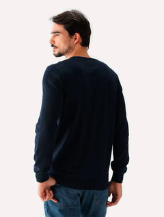 Suéter Dudalina Tricot Crewneck Basico Misto Azul Marinho