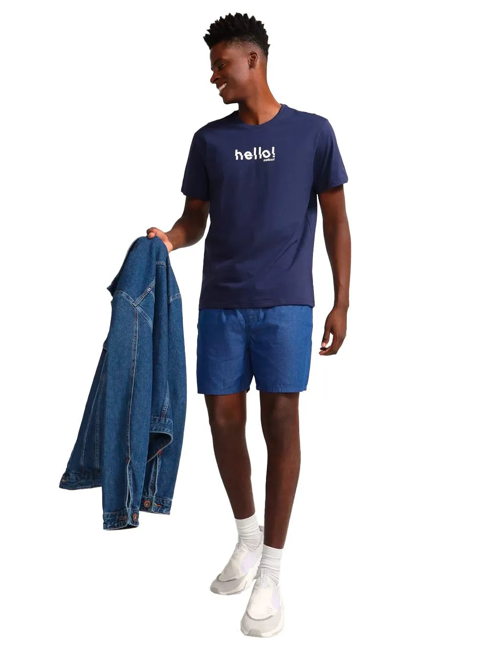Camiseta Colcci Masculina Regular Hello! Azul Escuro