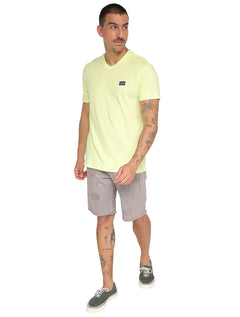 Camiseta Calvin Klein Jeans Masculina Gola V Dark Square Amarelo Claro