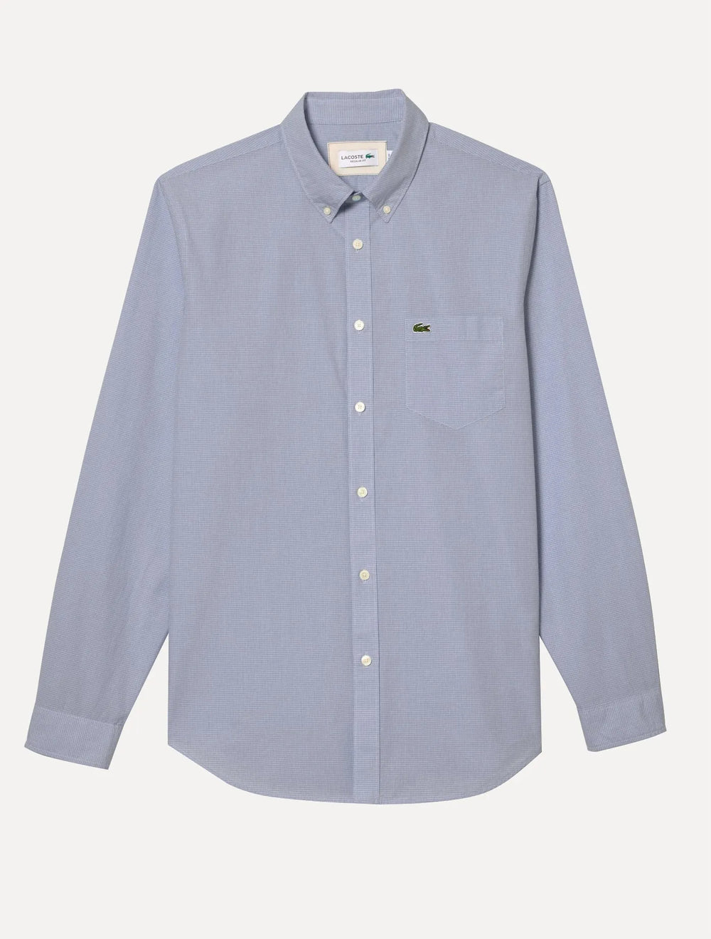 Camisa Lacoste Masculina Cotton Poplin Grid Branco/Azul