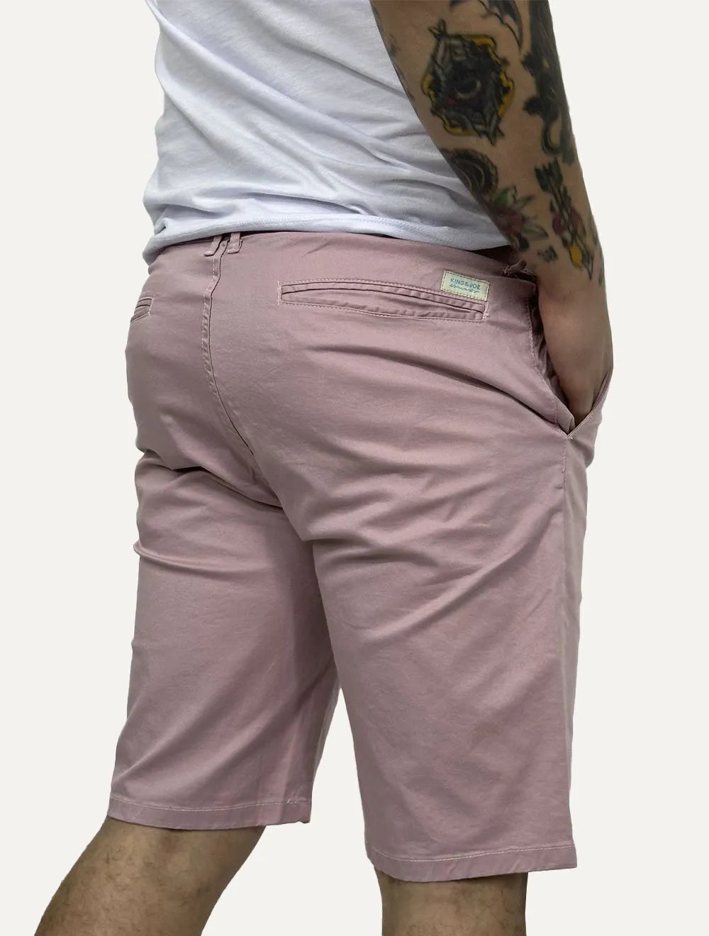 Bermuda King & Joe Sarja Masculina Slim Plaid Rosa