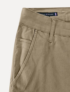 Calça Tommy Hilfiger Masculina Sarja Regular Fit Normal Rise Cáqui