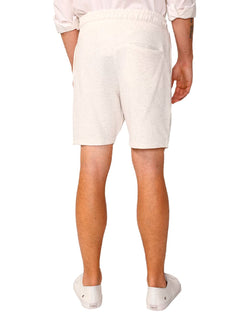 Bermuda Dudalina Masculina Moletom Linho Cordão Areia Mescla