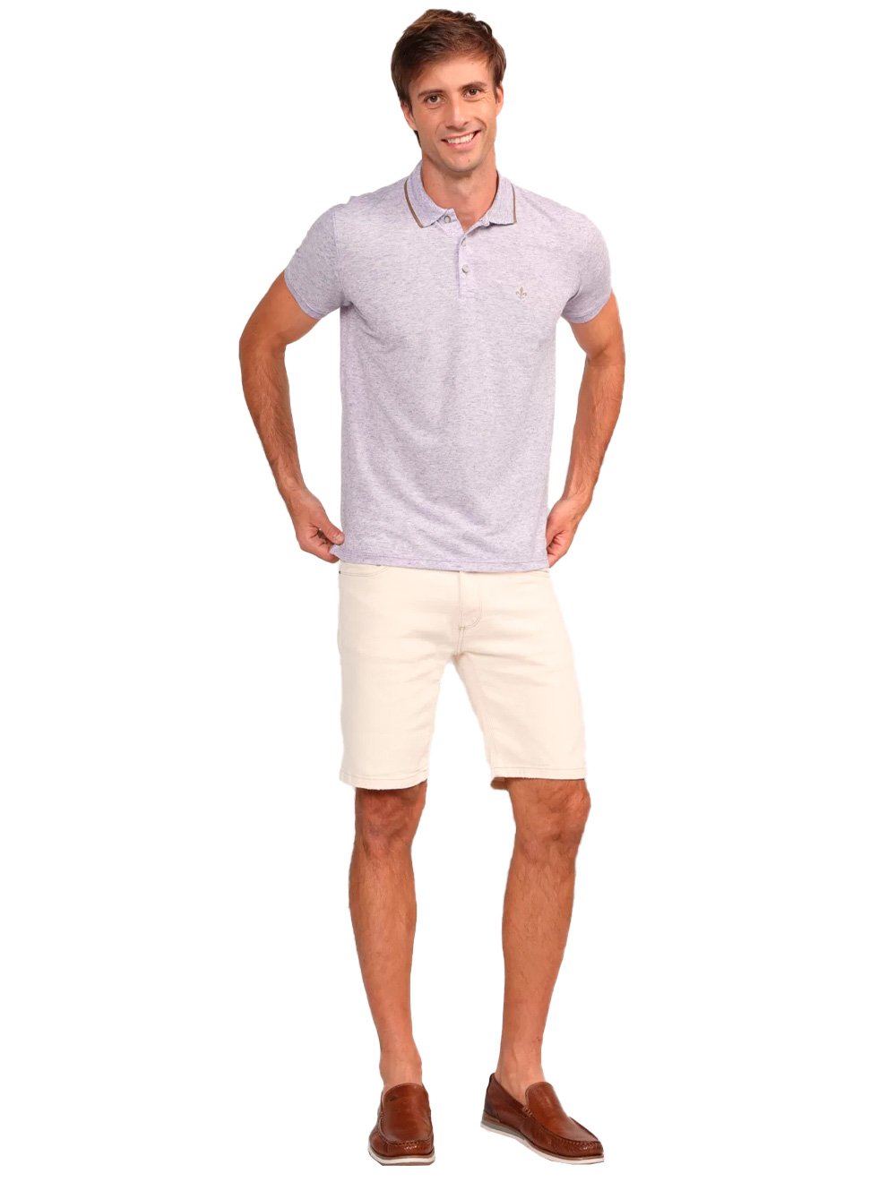 Bermuda Dudalina Sarja Comfort Linho Faca Off-White