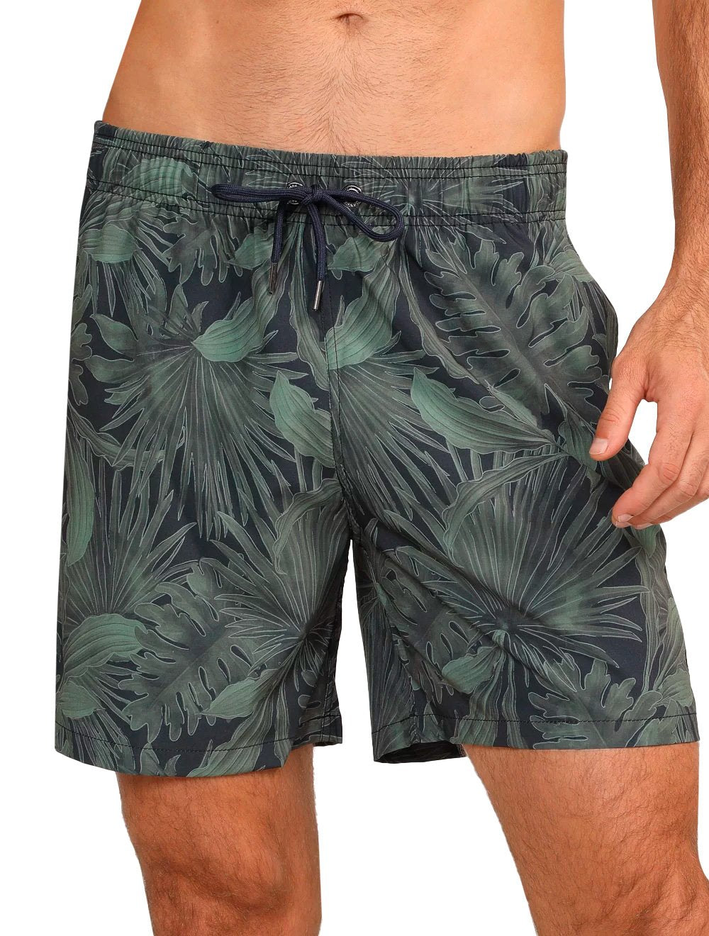 Short Dudalina Masculino D'Água Floral Verde Militar
