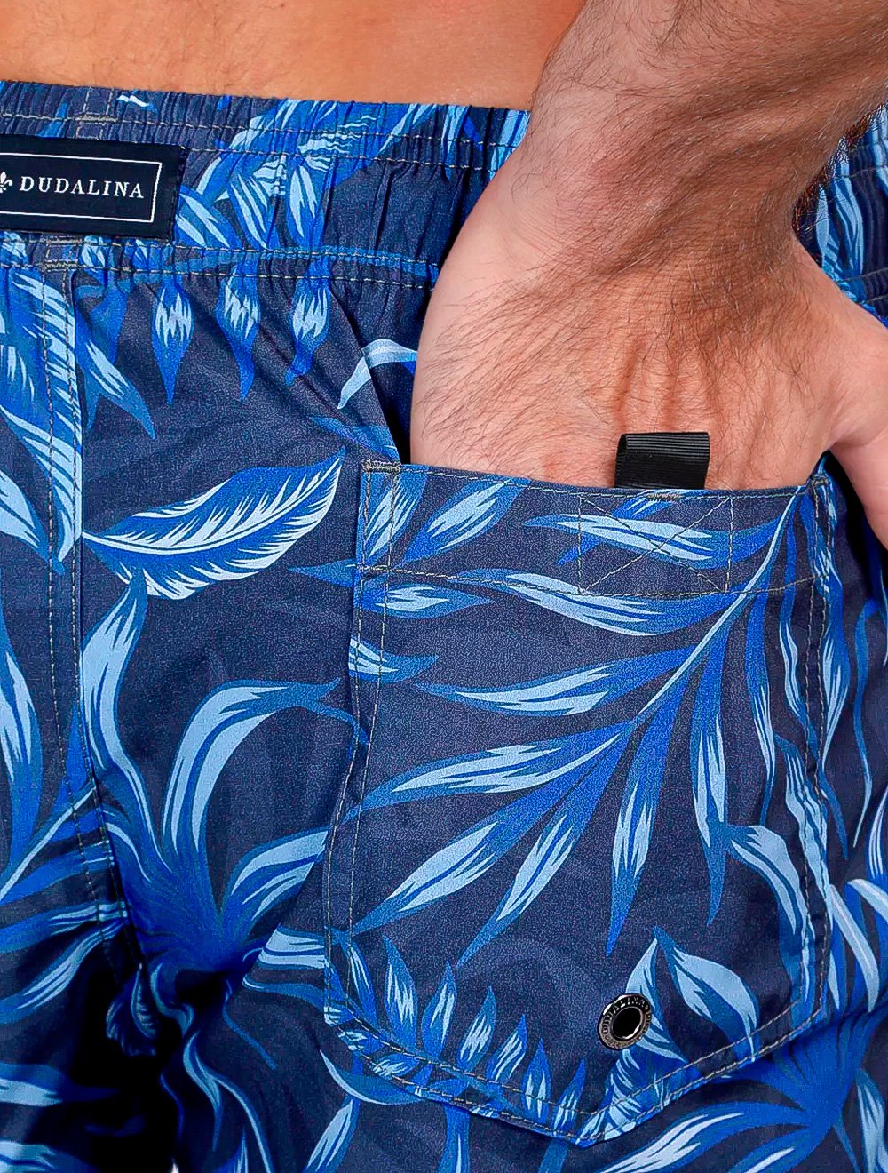 Short Dudalina Masculino D'Água Floral Azul Escuro