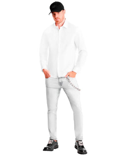 Camisa Ellus Masculina Tricoline LY Slim Italian Branca