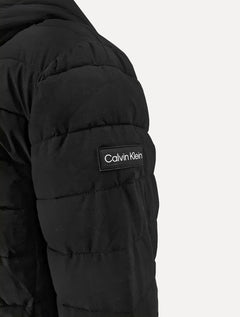 Jaqueta Calvin Klein Hoodie Matelassê Stripes Preta