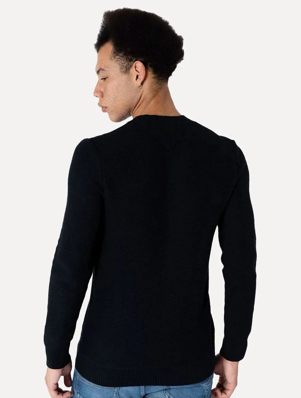 Suéter Tommy Jeans Masculino C-Neck Regular Structured Sweater Preto