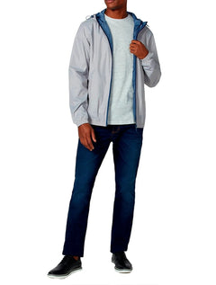 Jaqueta Dudalina Masculina Nylon Hoodie Corta Vento Cinza Médio