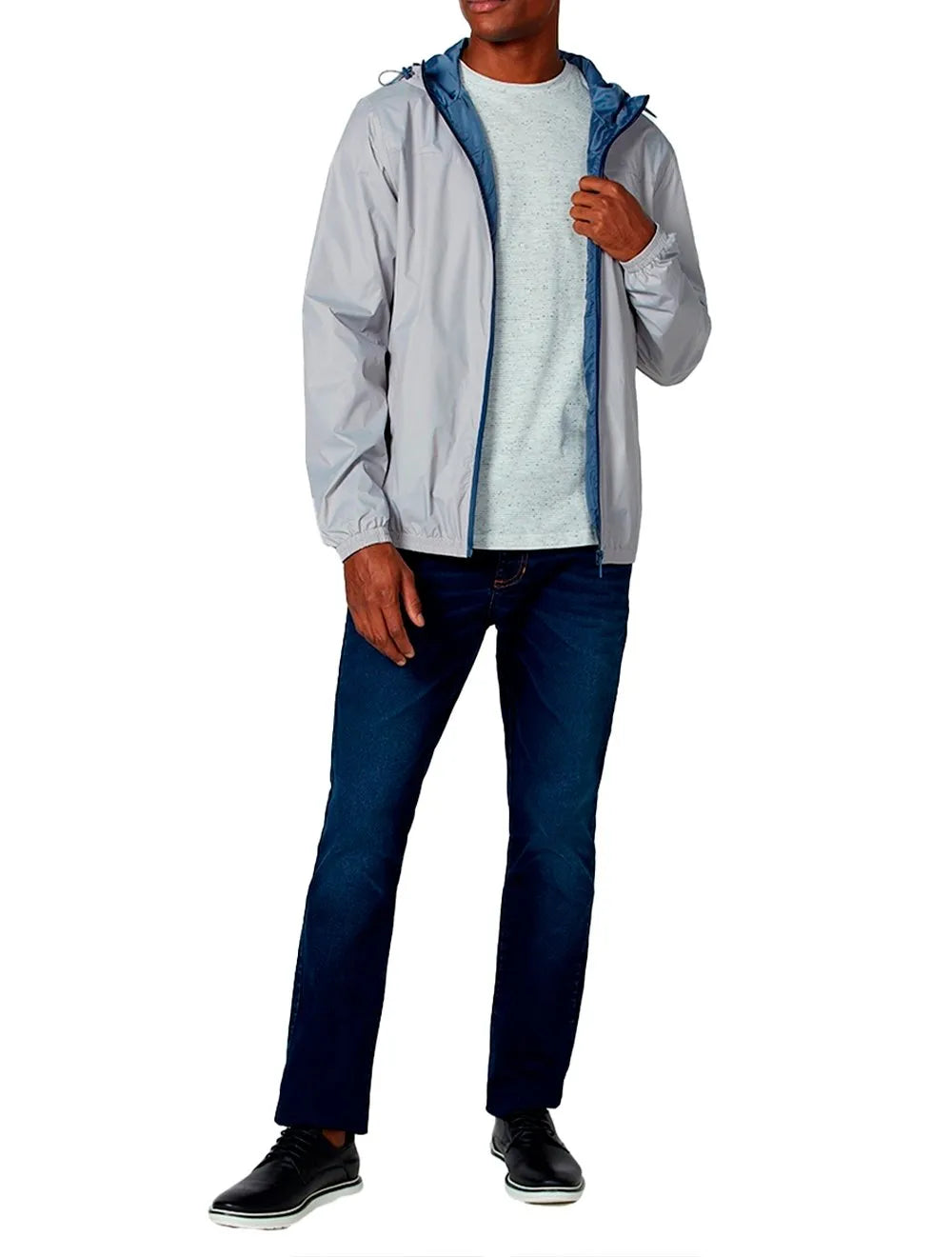 Jaqueta Dudalina Masculina Nylon Hoodie Corta Vento Cinza Médio