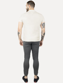 Polo Tommy Hilfiger Masculina Mercerised Jacquard Off White
