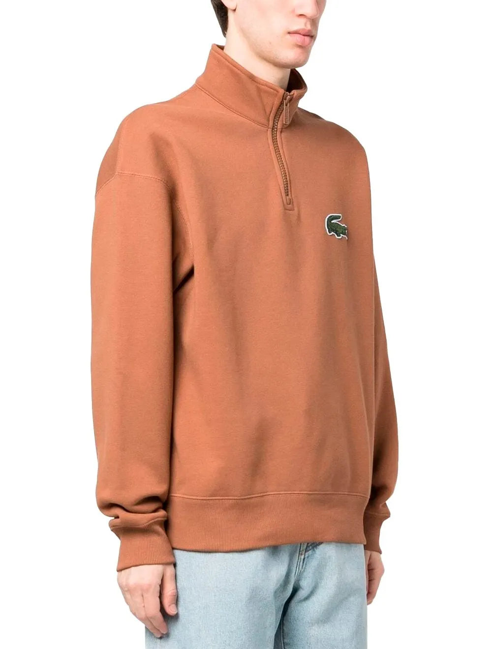 Moletom Lacoste Masculino Loose Fit Big Croco Half-Zip Marrom