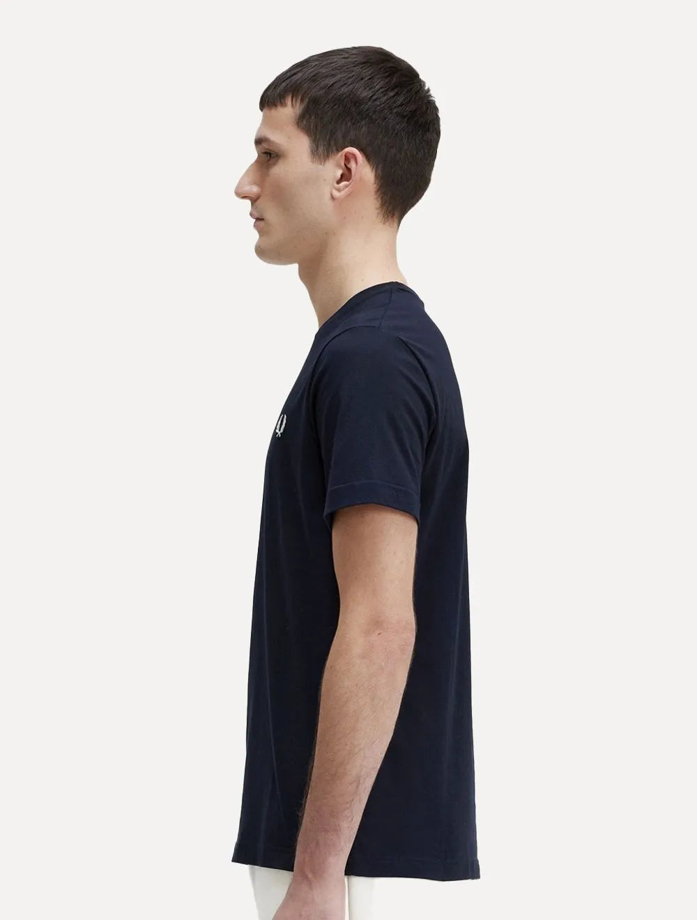 Camiseta Fred Perry Masculina Regular Crewneck Logo Azul Marinho