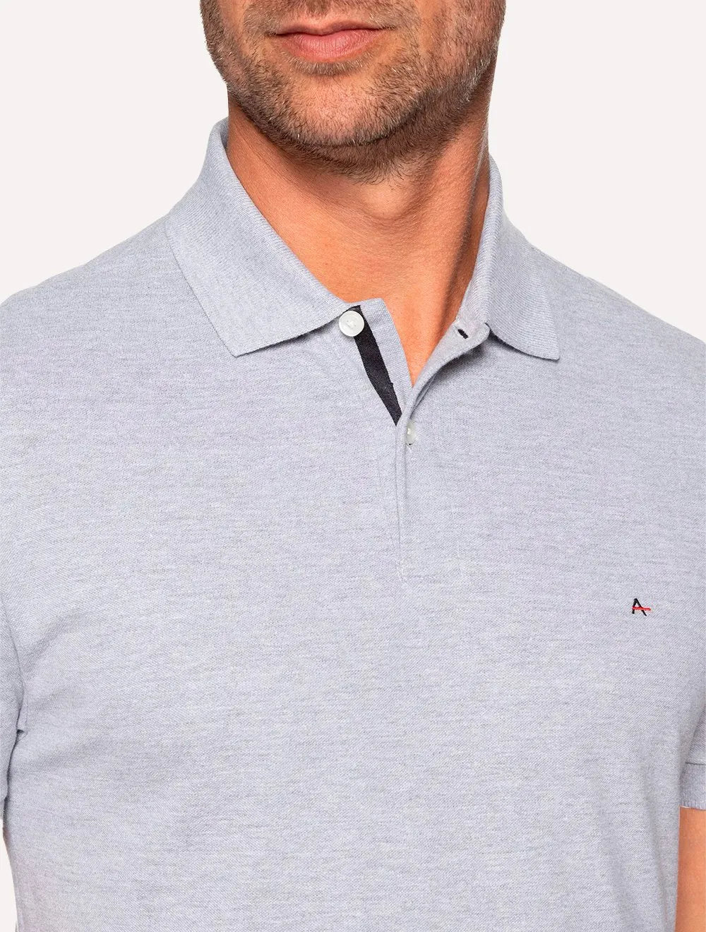 Polo Aramis Masculina Piquet Inner Detail Cinza Mescla