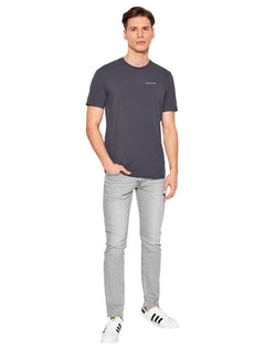 Camiseta Guess Masculina Light Small Silk Logo Cinza Médio