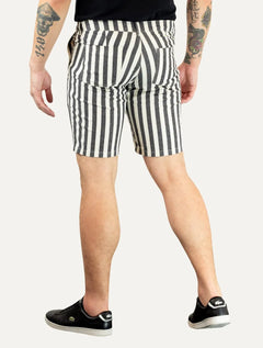 Bermuda Reserva Masculina Listrada Off-White/Preta