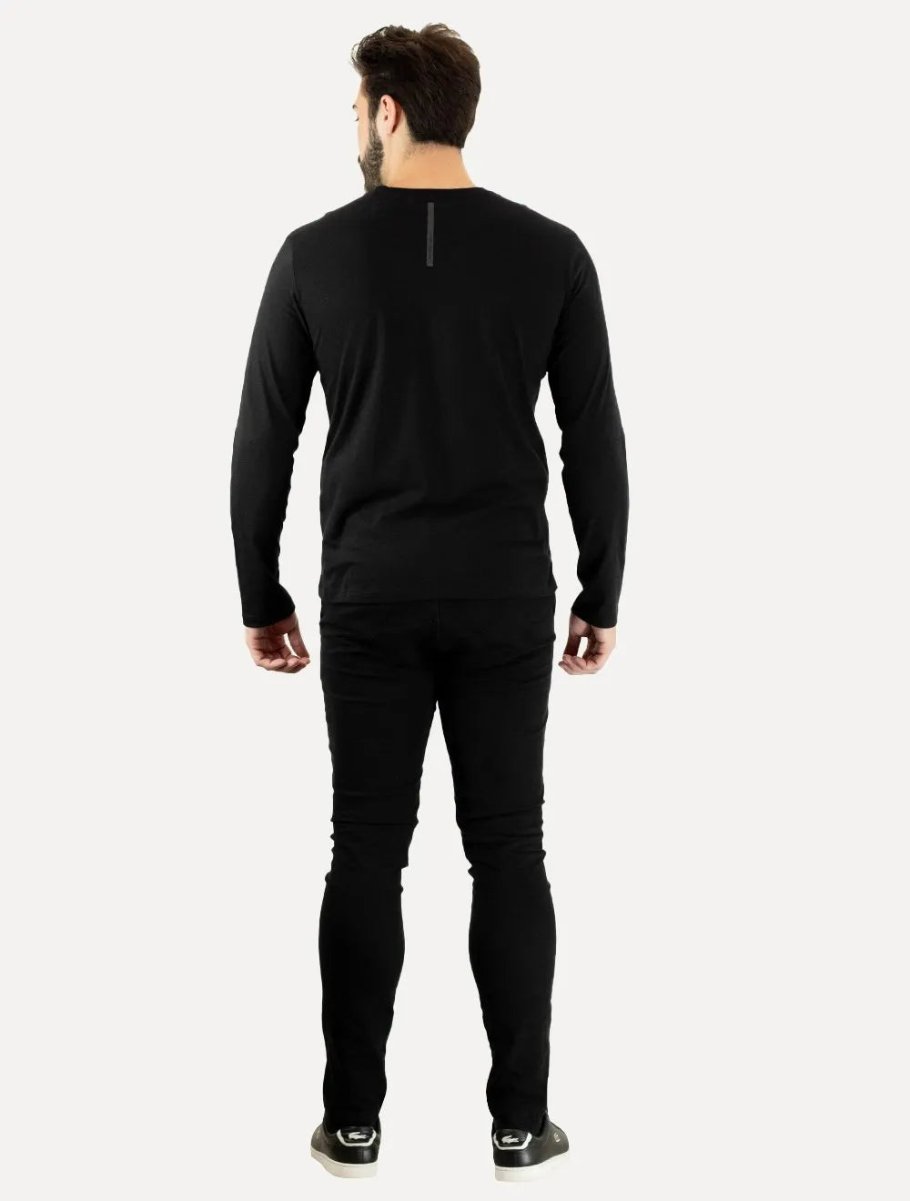 Camiseta Calvin Klein Jeans Masculina Manga Longa Institutional Grey Logo Preta