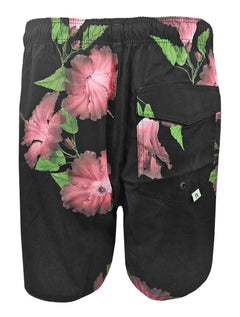 Short Reserva D'Água Beachwear Hibiscos Preto