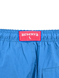 Short Reserva D'Água Beachwear Liso Silver Tag Lateral Azul Royal