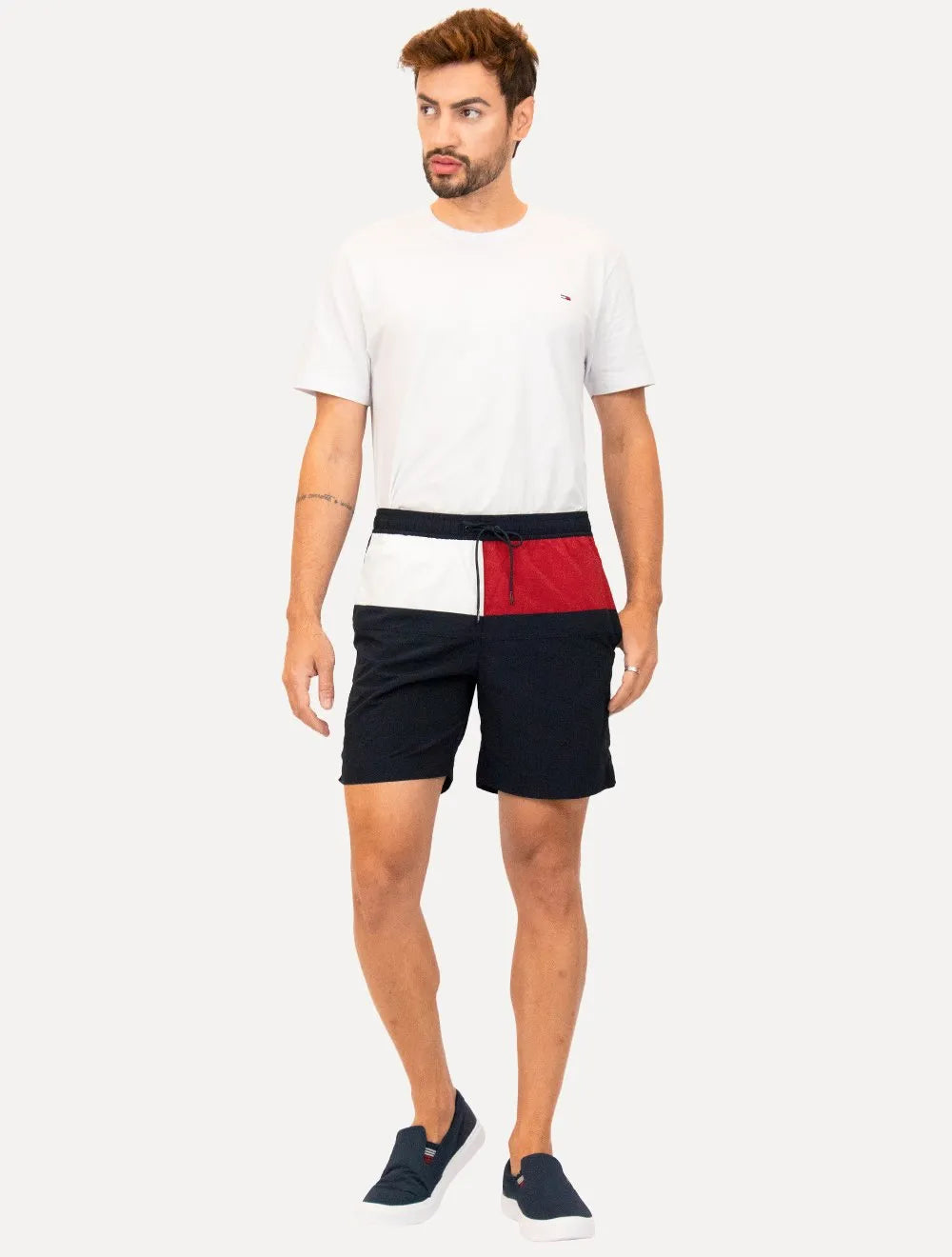 Short Tommy Hilfiger Long Drawstring Colourblock Sash Azul Marinho