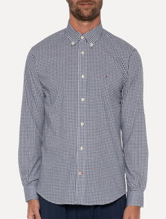 Camisa Tommy Hilfiger Masculina Xadrez Gingham Branca/Marinho
