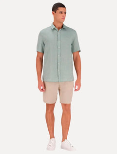 Short Calvin Klein Masculino Elástico Linen Cáqui Médio