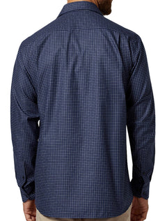 Camisa Dudalina Masculina Comfort Slub Cotton Xadrez Azul Marinho