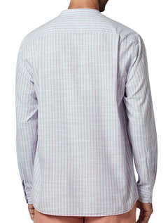Camisa Dudalina Masculina Comfort Slub Cotton Listrada Rosa / Azul Claro