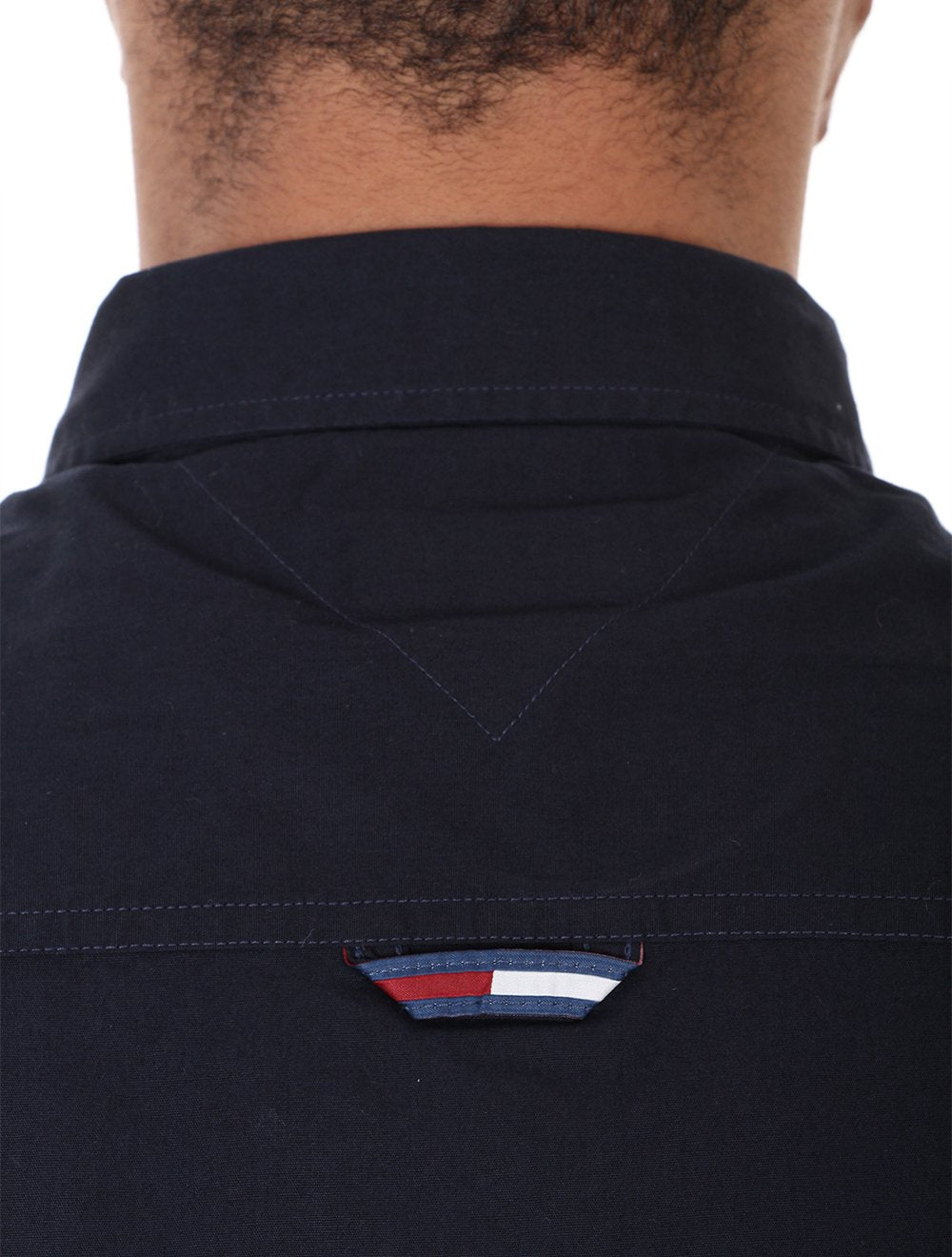 Camisa Tommy Jeans Masculina Manga Curta Solid Poplin Azul Marinho