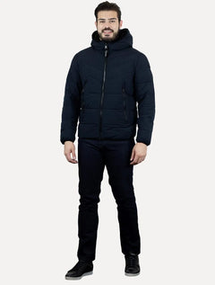Jaqueta Calvin Klein Masculina Hoodie Matelassê Ziper Azul Marinho