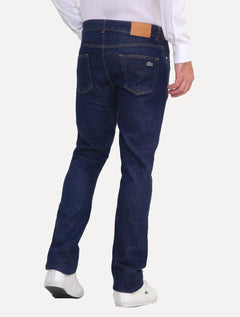 Calça Lacoste Jeans Masculina Slim Fit Cotton Denim Stretch Azul Escuro