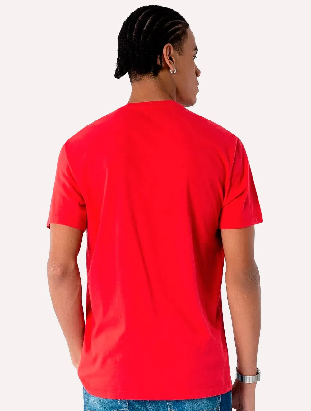 Camiseta Tommy Jeans Masculina Classic Jersey C-Neck Flag Vermelha