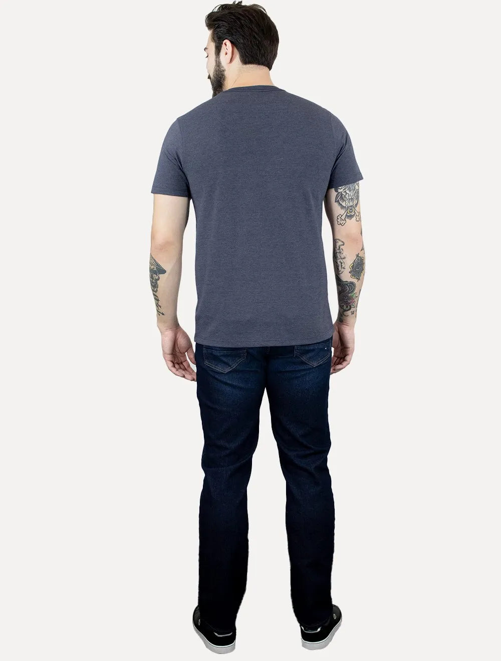 Camiseta Aramis Masculina Regular Piquet Bordado Marinho Mescla