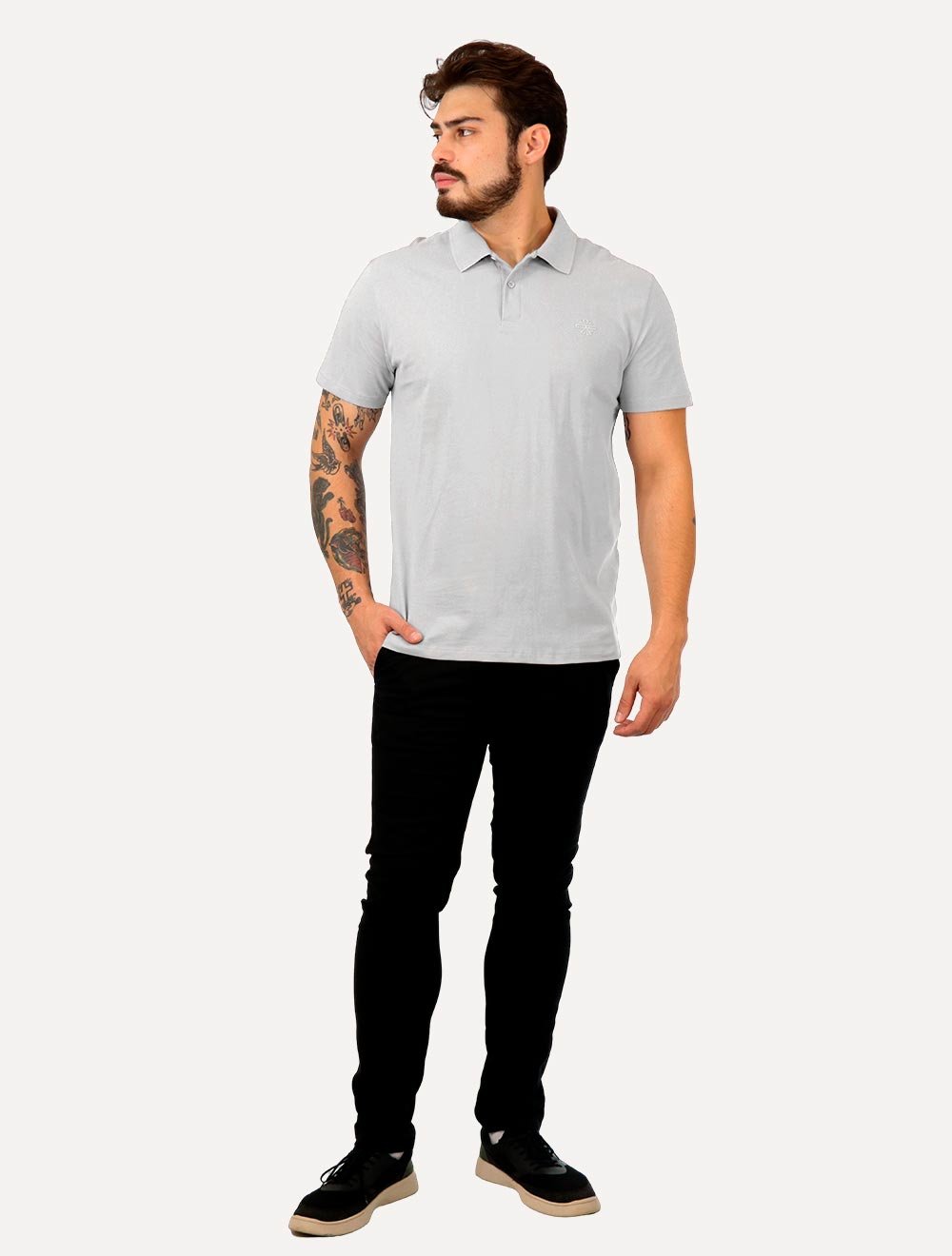 Polo John John Masculina Light Transfer Cinza