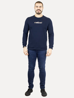 Moletom Colcci Masculino Comfort Crewneck Mirrored Logo Azul Marinho
