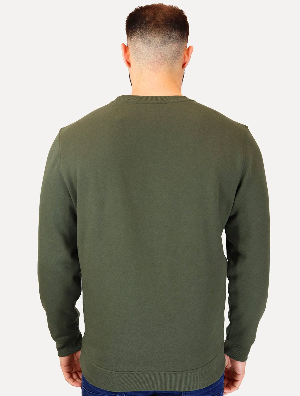 Moletom Calvin Klein Jeans Masculino Crewneck CK Small Bordado Verde Militar