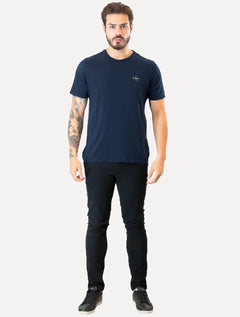 Camiseta Calvin Klein Jeans Masculina New Mono Logo Re Issue Azul Marinho