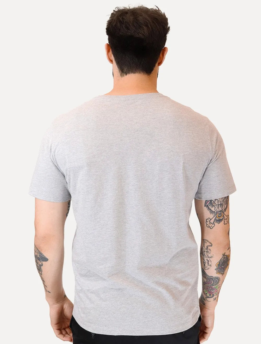 Camiseta Dudalina Masculina V-Neck Regular Navy Icon Cinza Mescla